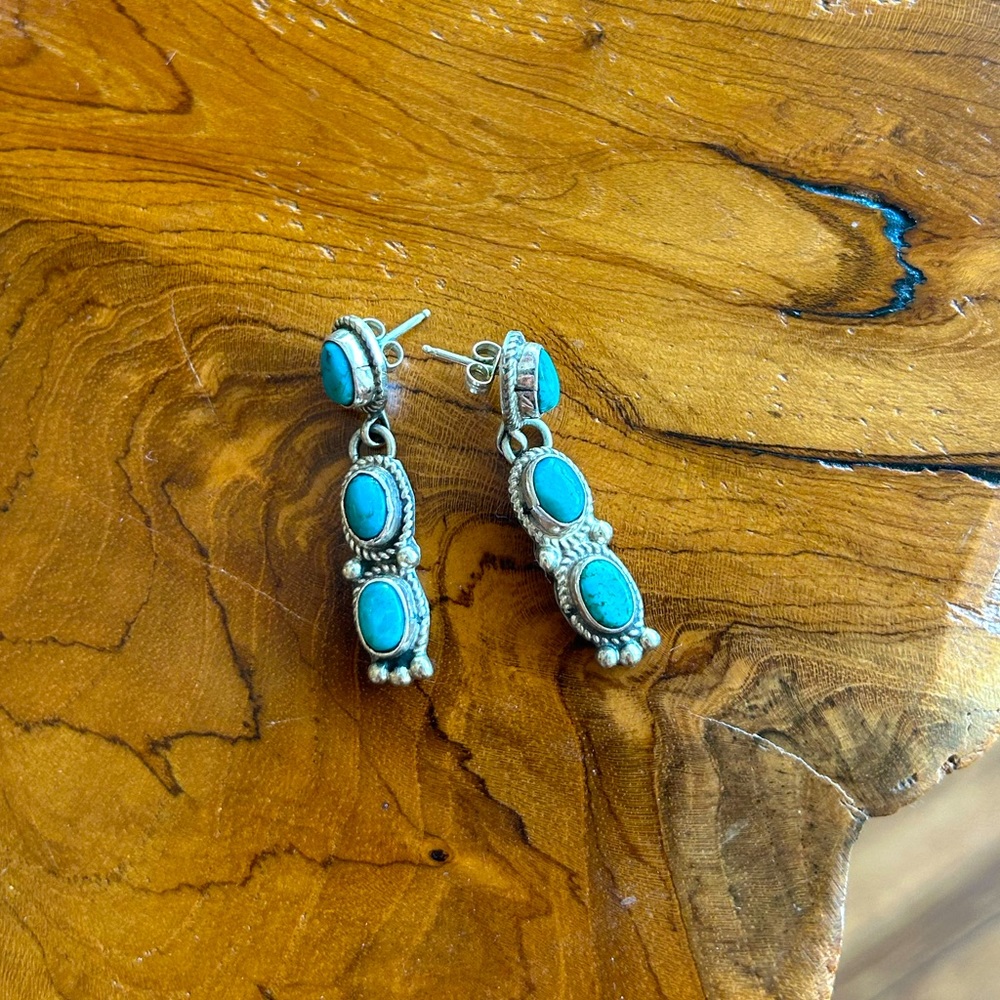 Turquoise and Sterling Silver Navajo Earrings